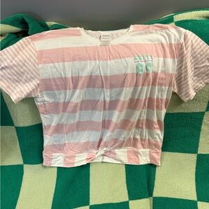 Her Universe Little Mermaid Pastel Pink and White Striped Tee